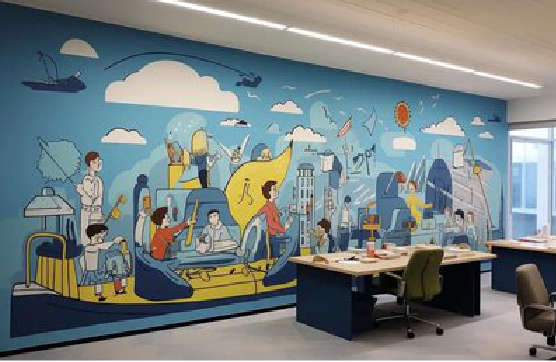 富县办公室墙绘的特点。