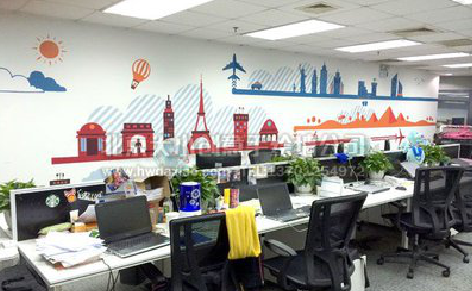 富县教你设计办公室墙绘的方法。